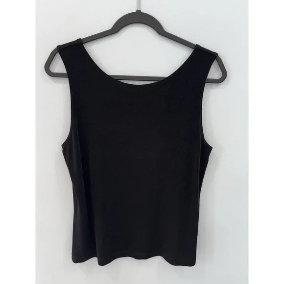 Chico's Travelers Women's Black High Neck Tank Top Stretch Size 2 L Minimalist - Picture 3 of 8